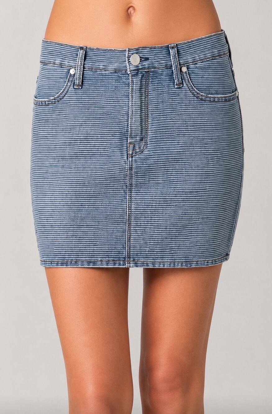 Mother Denim Skirt On the Road Blue & White Striped Mini Skirt size 31